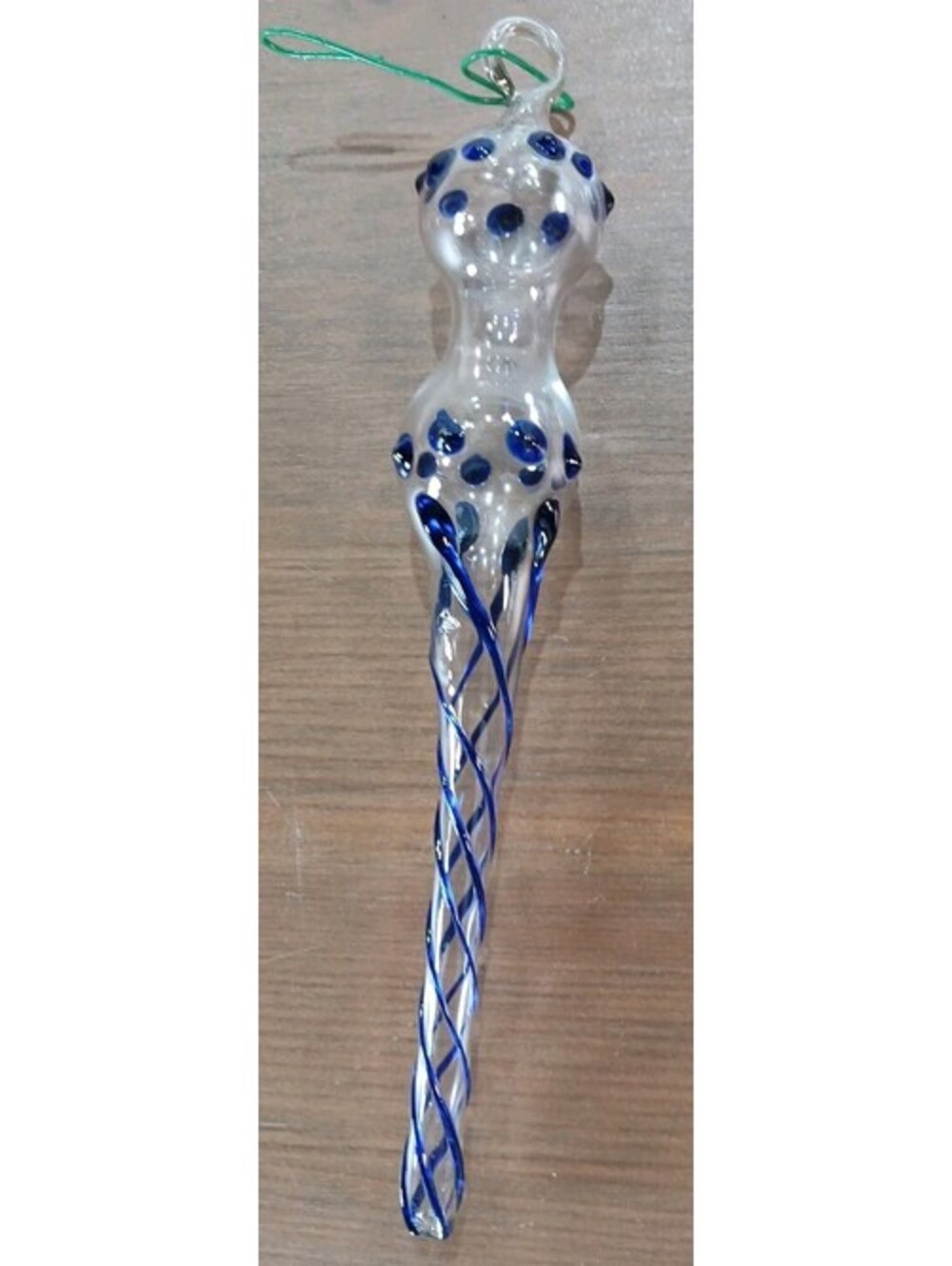 7" Hand Made Blown Glass Christmas Tree Ornament - Vintage Excellent Condition